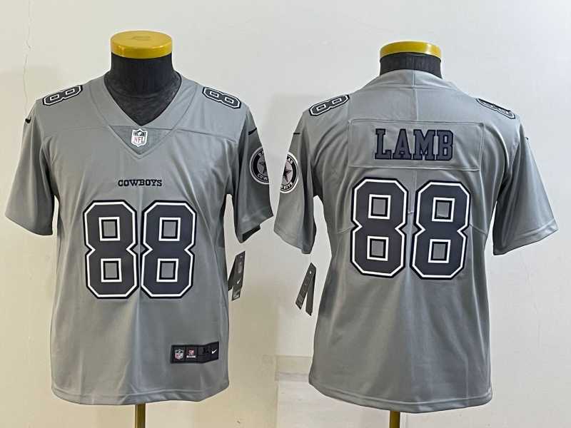 Youth Dallas Cowboys #88 CeeDee Lamb Grey Atmosphere Fashion 2022 Vapor Untouchable Stitched Nike Limited Jersey->youth nfl jersey->Youth Jersey